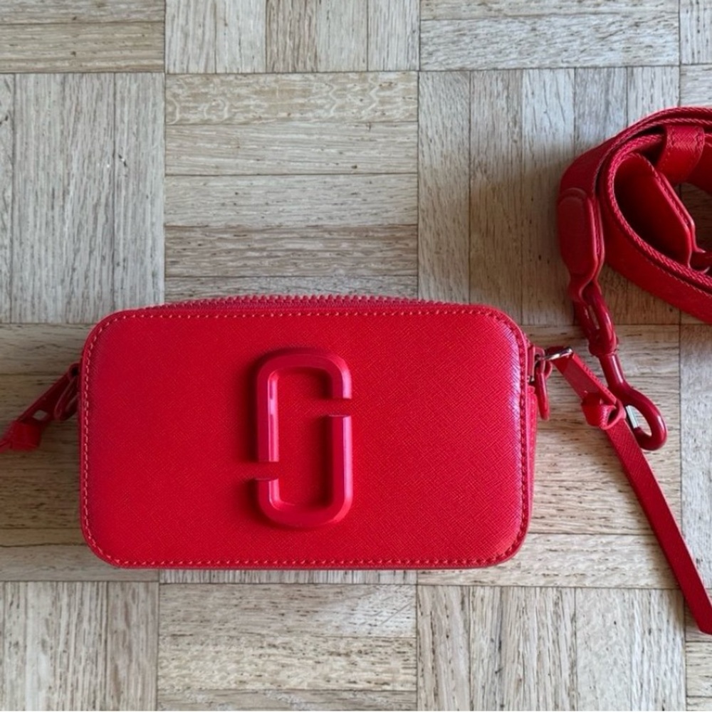 Marc Jacobs  Leather Crossbody Camera Bag In Poppy Red